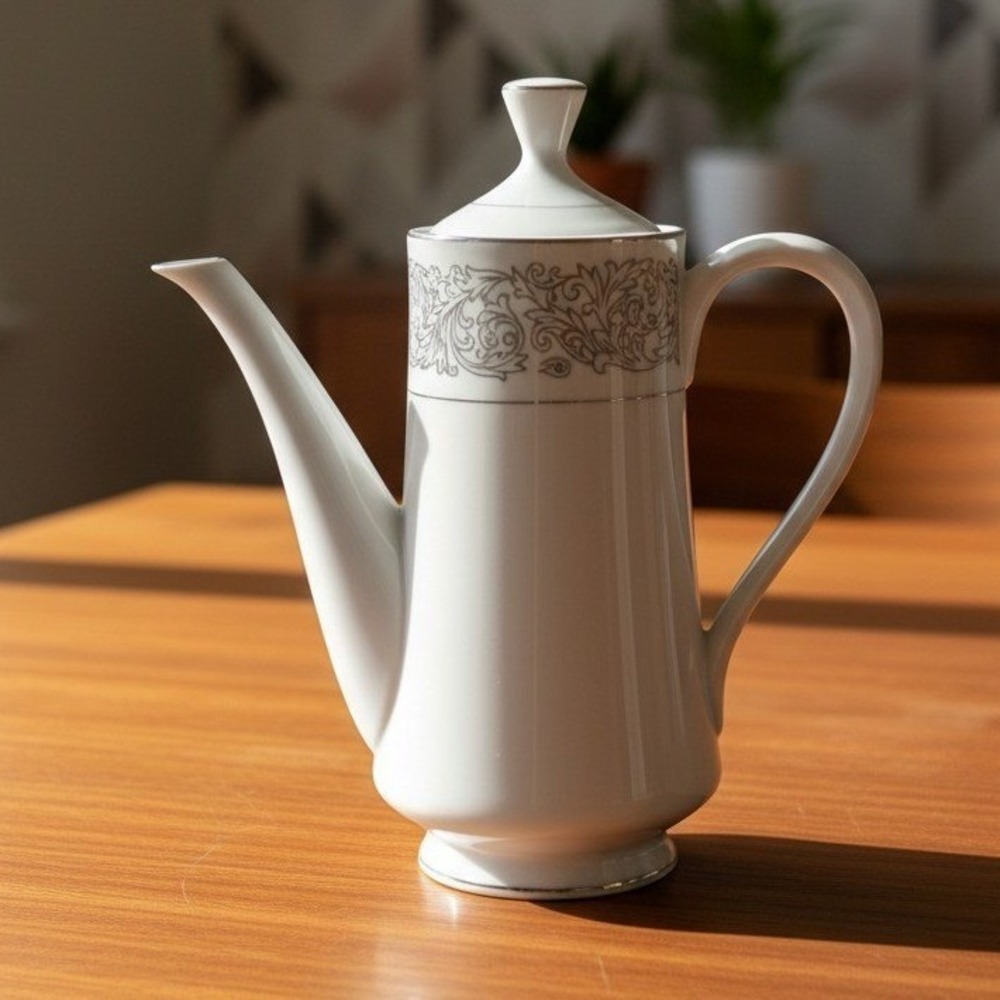 Brookwood Porcelain "Santiago" Lidded Coffee Pot #M2001, Mid-Century Tableware